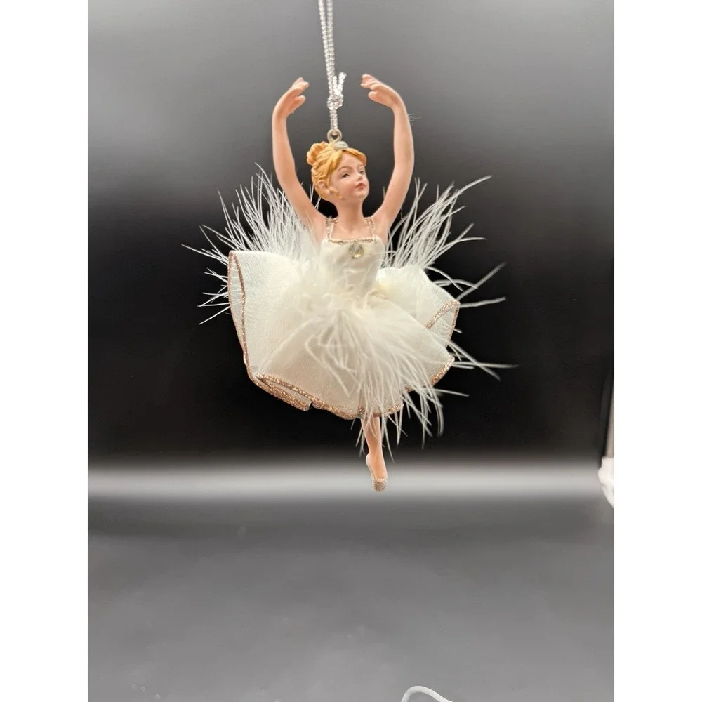 4 White Feather Woman Ballerina Dancer Doll 5.5